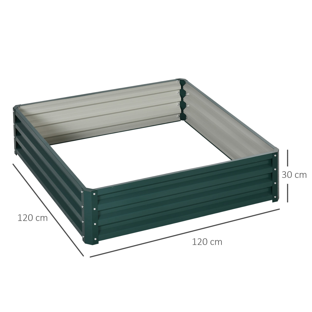 easycomfort easycomfort letto per orto rialzato a fondo aperto con rivestimento in acciaio zincato 120x120x30 cm verde