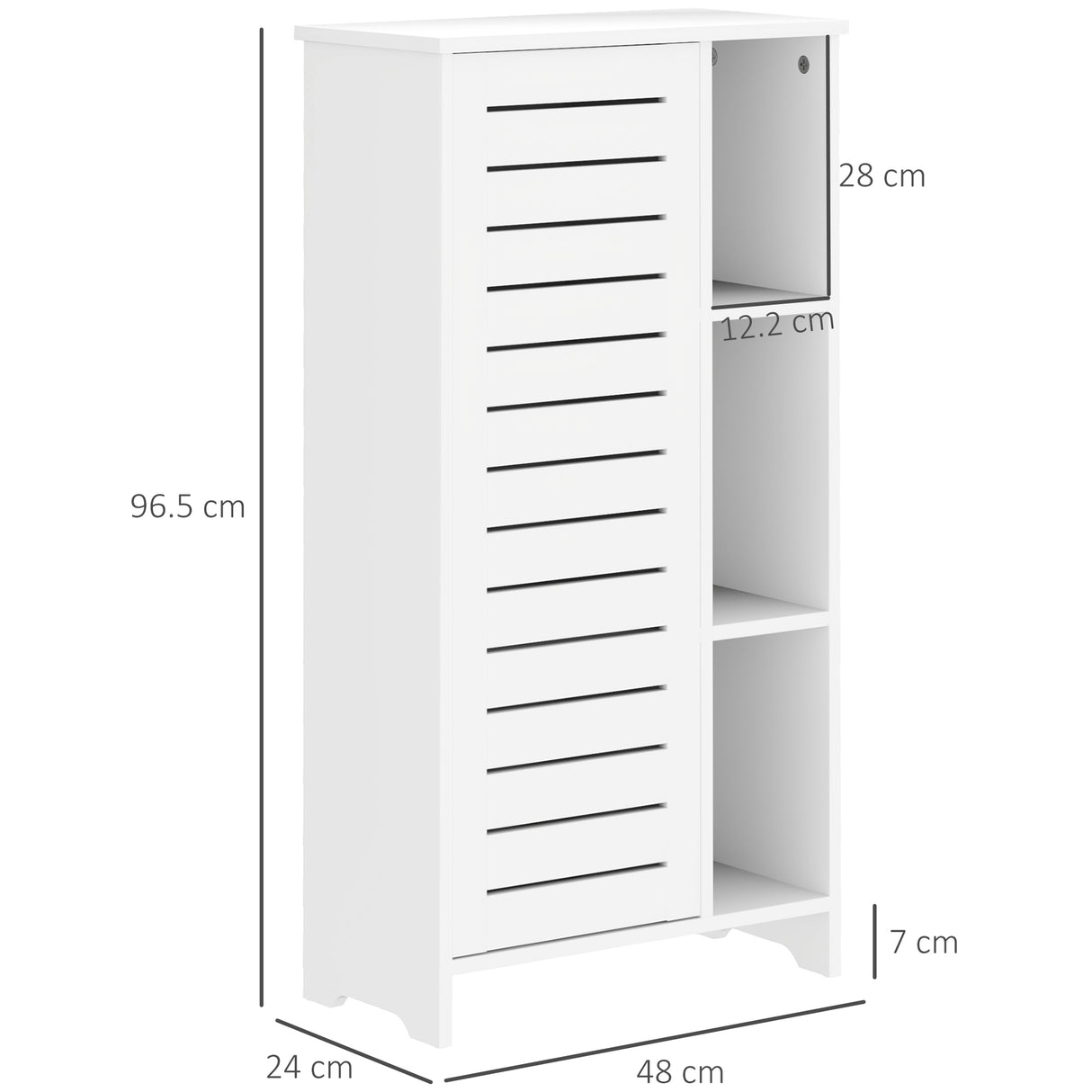 easycomfort easycomfort mobile bagno con armadietto chiuso a 3 livelli e 3 ripiani aperti in legno bianco 48x24x96 5 cm
