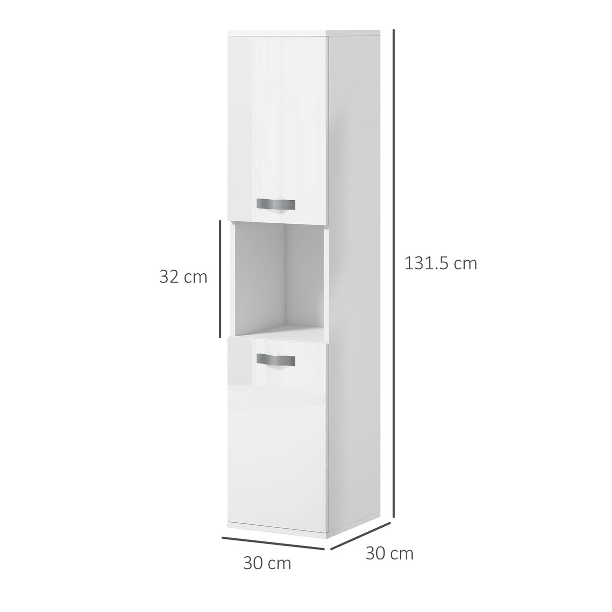 easycomfort easycomfort mobile bagno in legno a parete con 2 armadietti 2 ripiani e scaffale aperto 30x30x131 5 cm bianco
