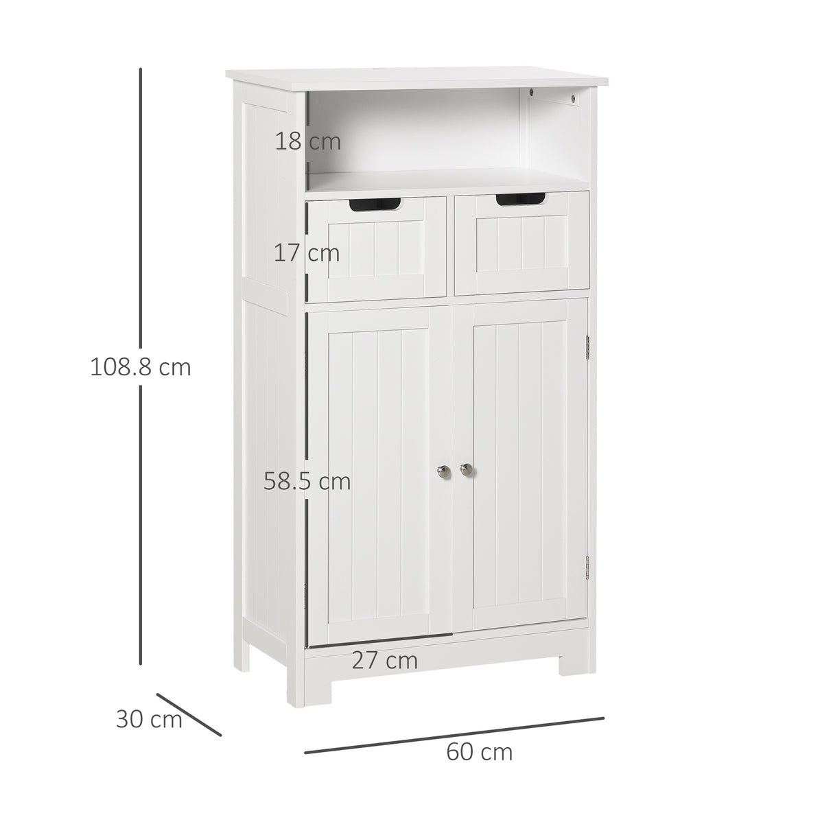 easycomfort easycomfort mobile bagno multiuso salvaspazio armadietto da bagno con armadietto 2 ante mensola e 2 cassetti regolabili 60x30x108 8cm bianco ean 8054144131023