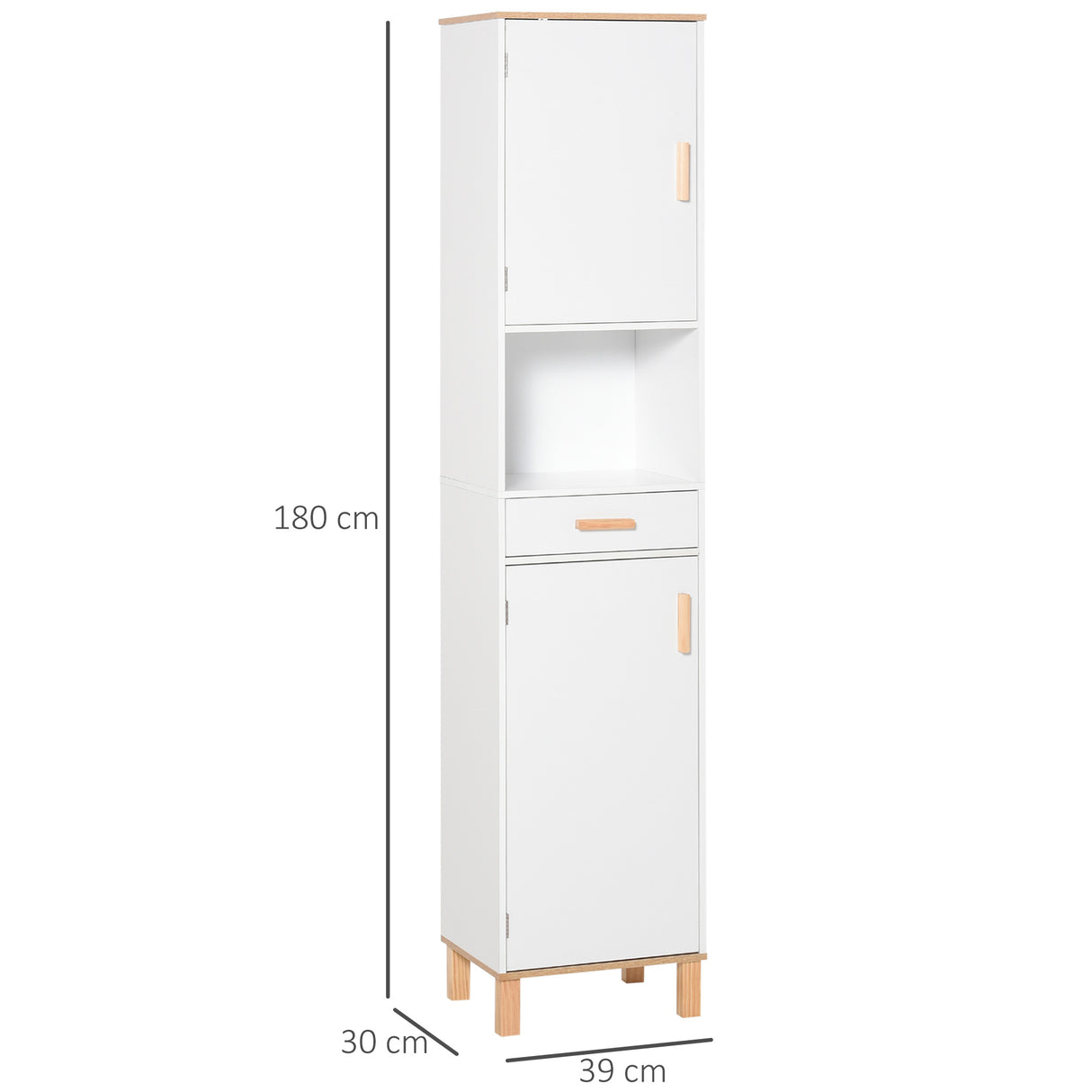 easycomfort easycomfort mobile bagno salvaspazio in legno mobile a colonna con armadietti e cassetto 39x30x180cm bianco ean 8054144139265