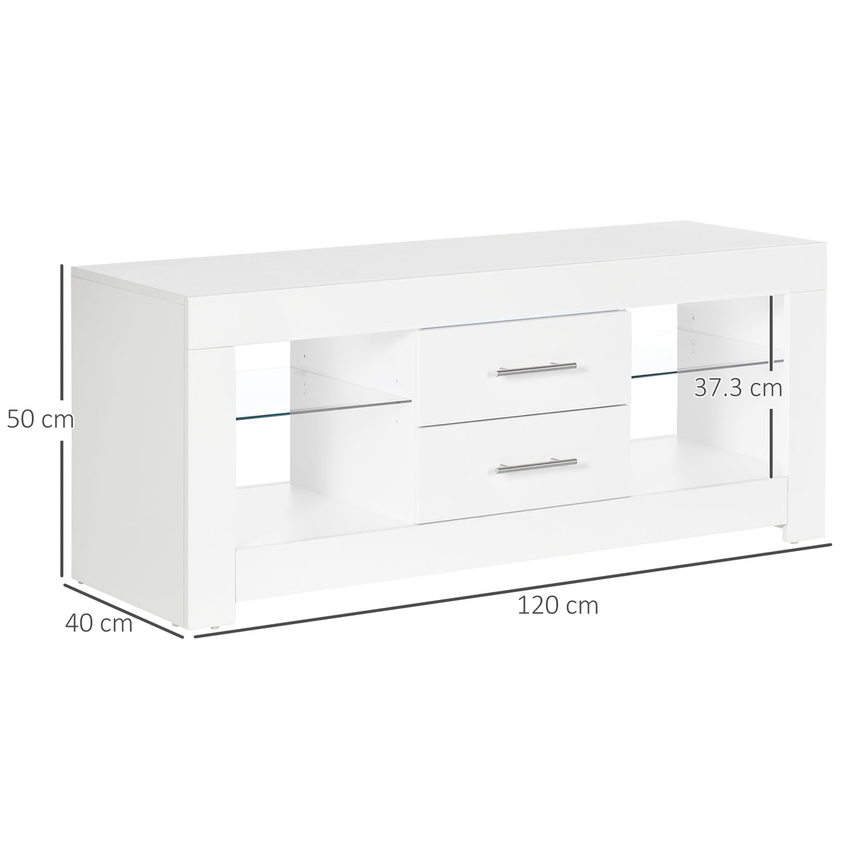 easycomfort easycomfort mobile porta tv da 55 con luci led a 12 colori e telecomando legno e vetro 120x40x50cm bianco