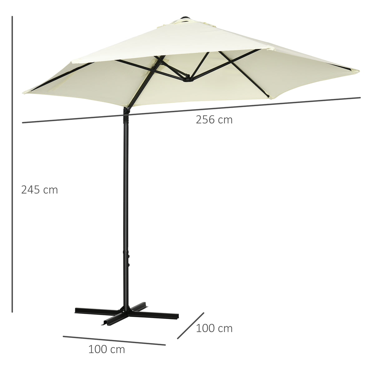 easycomfort easycomfort ombrellone da giardino a sbalzo 2 6x2 5 m con rotazione a 360 e manovella beige