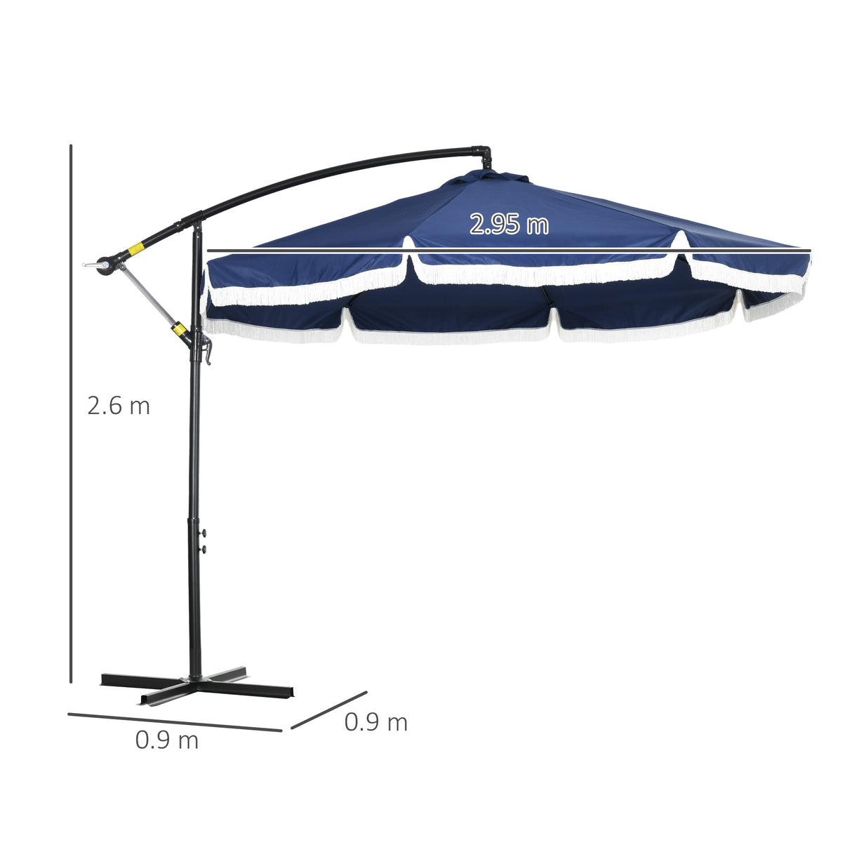 easycomfort easycomfort ombrellone decentrato a 8 stecche con base a croce in acciaio e poliestere 295x260 cm blu scuro