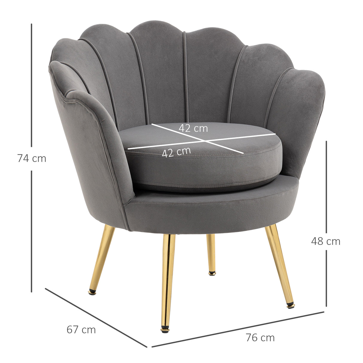 easycomfort easycomfort poltrona a conchiglia poltroncina vintage poltroncina da camera e salotto design elegante con schienale alto 76x67x74cm grigio