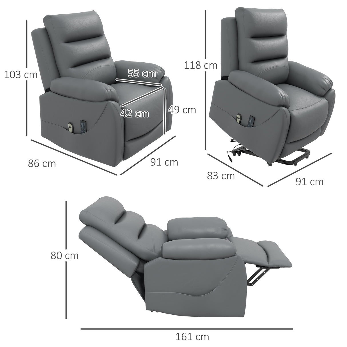 easycomfort easycomfort poltrona alzapersona reclinabile fino a 135 con 8 punti massaggianti telecomando e poggiapiedi 91x86x101 cm