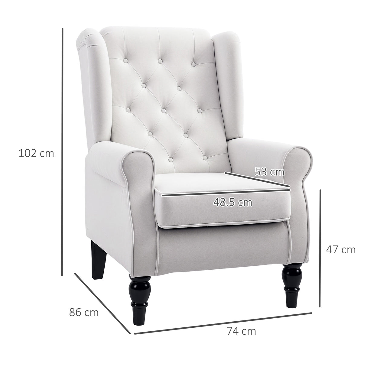 easycomfort easycomfort poltrona da salotto imbottita in tessuto con schienale trapuntato 74x86x102cm bianco crema