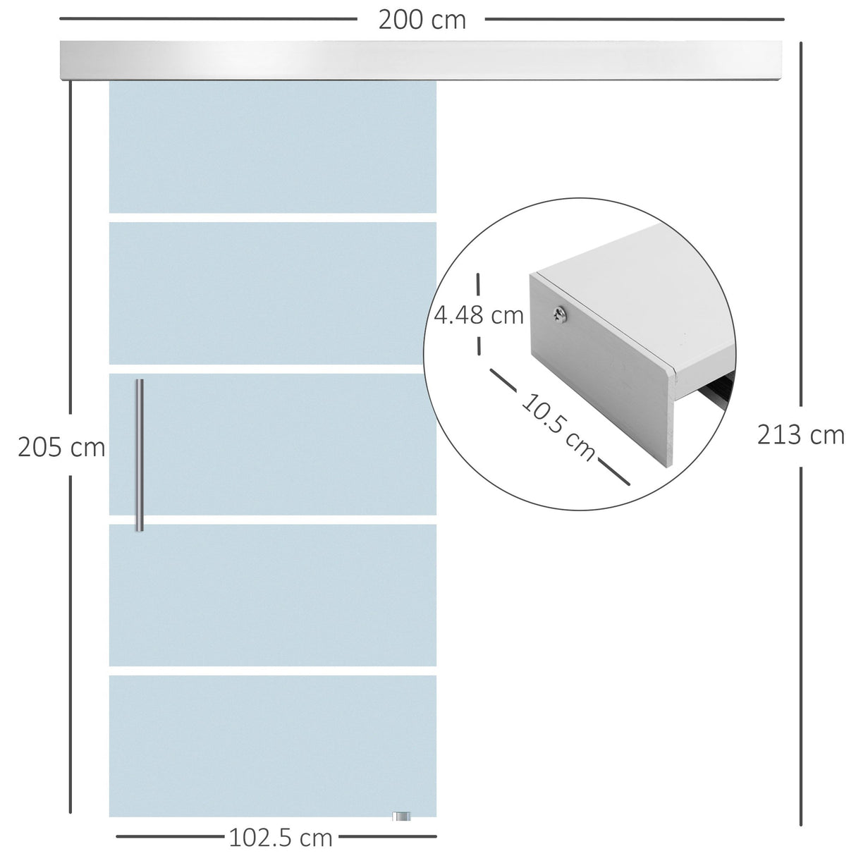 easycomfort easycomfort porta scorrevole interna in vetro smerigliato e satinato con binario b2 e maniglia per bagno cucina studio vetro 205x 102 5x 08cm ean 8055776910413