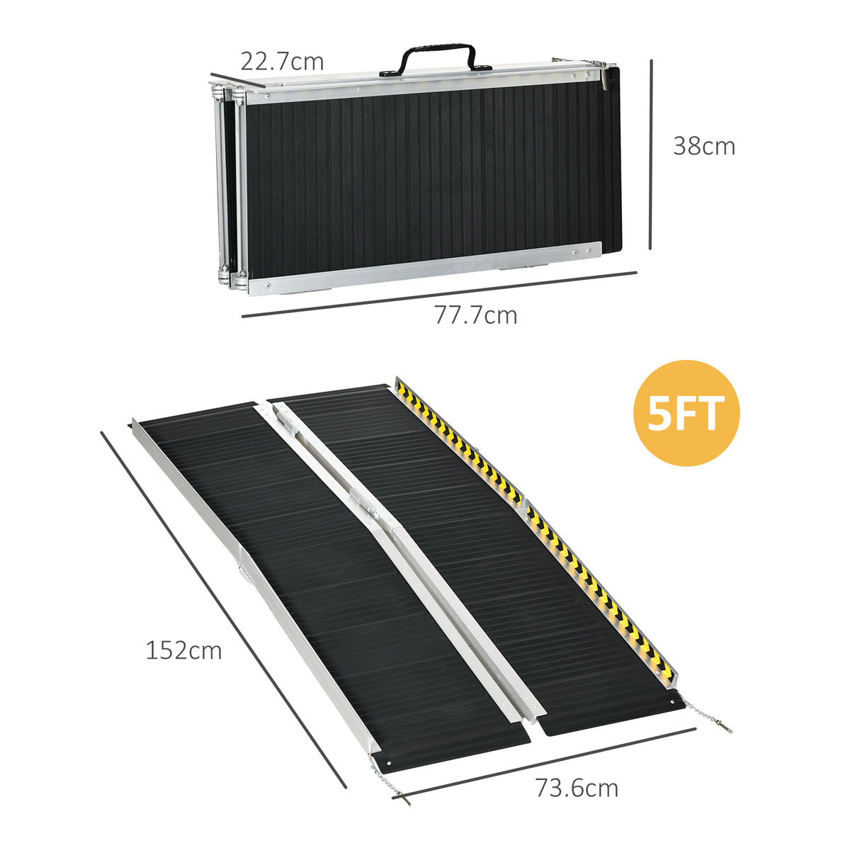 easycomfort easycomfort rampa per sedia a rotelle pieghevole e antiscivolo in alluminio 152x73cm capacita 272kg