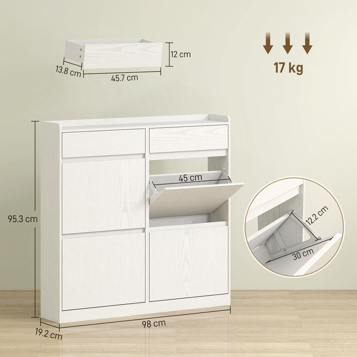 easycomfort easycomfort scarpiera slim in legno con 4 cassetti a ribalta e 2 cassetti scorrevoli 98x19 2x95 3 cm bianco