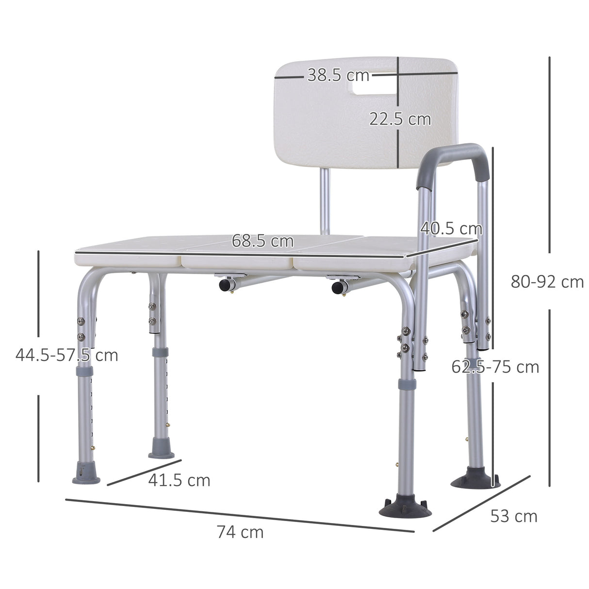 easycomfort easycomfort sedia da doccia con altezza regolabile su 6 livelli piedini e bracciolo antiscivolo ampia seduta 68 5x40 5cm ean 8054111846165
