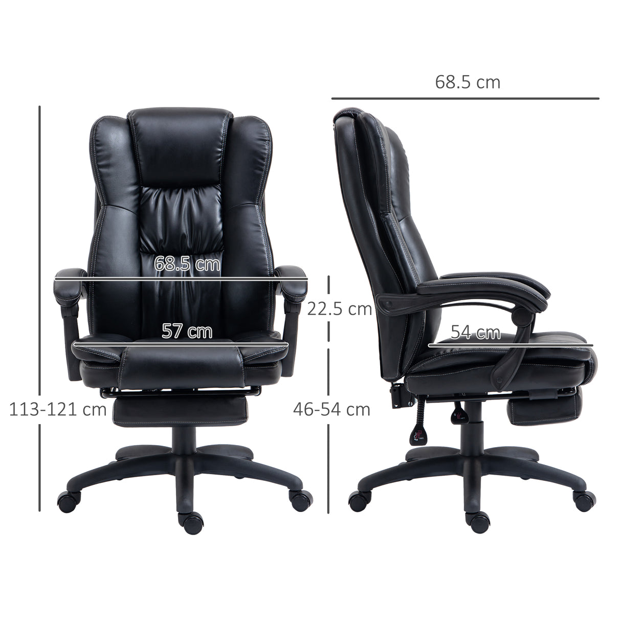 easycomfort easycomfort sedia da ufficio ad altezza regolabile con 6 punti massaggianti in finta pelle 68 5x68 5x113 121 cm nera