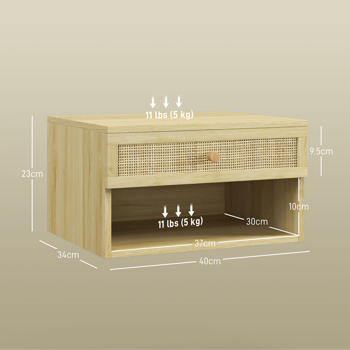 easycomfort easycomfort set 2 comodini con cassetto e ripiani aperti in stile boho in truciolato e rattan 40x34x23 cm