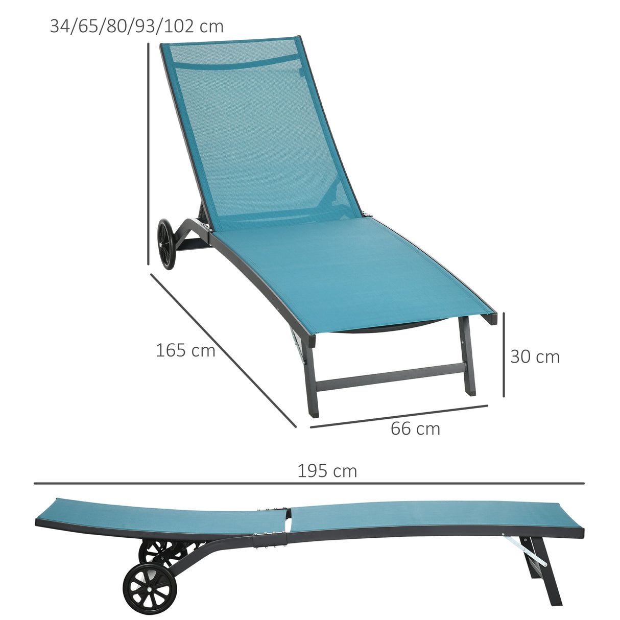 easycomfort easycomfort set 2 lettini sdraio reclinabili in alluminio e tessuto traspirante 66x165x102 cm blu e nero