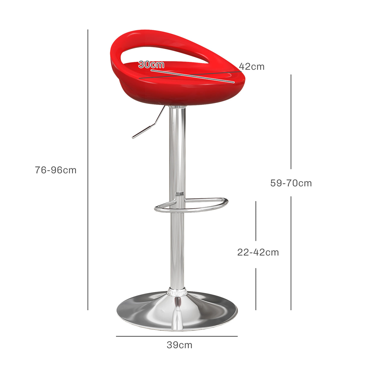 easycomfort easycomfort set 2 sgabelli da bar girevoli con poggiapiedi altezza regolabile base in acciaio seduta in abs rosso