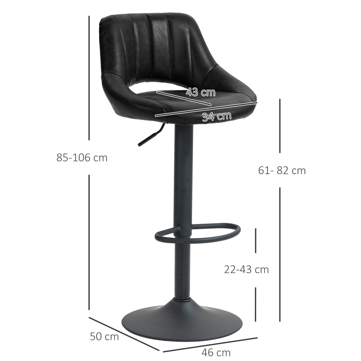 easycomfort easycomfort set da 2 sgabelli da bar con altezza regolabile poggiapiedi e seduta girevole in finta pelle nero