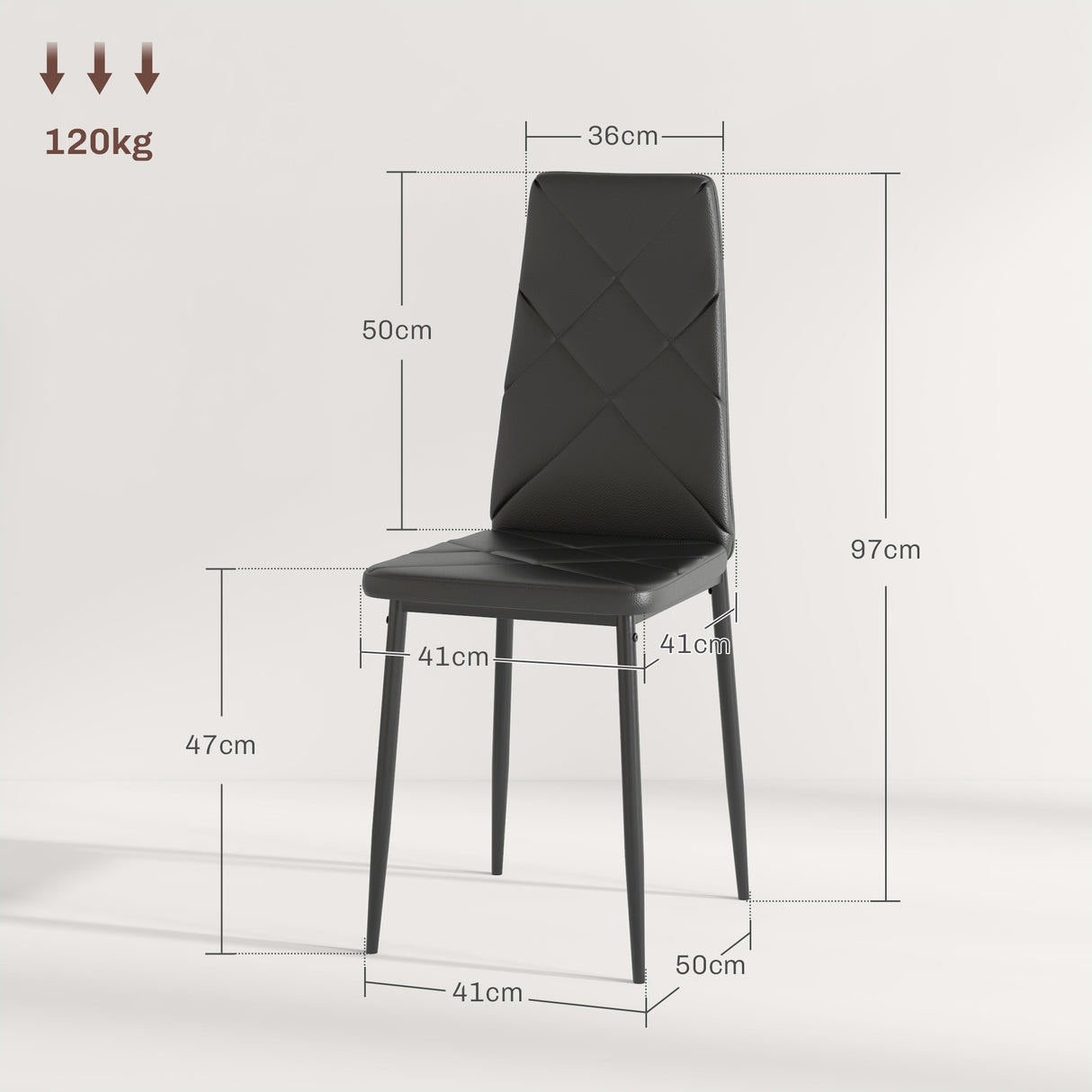 easycomfort easycomfort set di 6 sedie da pranzo moderne con schienale alto in finta pelle e acciaio 41x50x97 cm nero