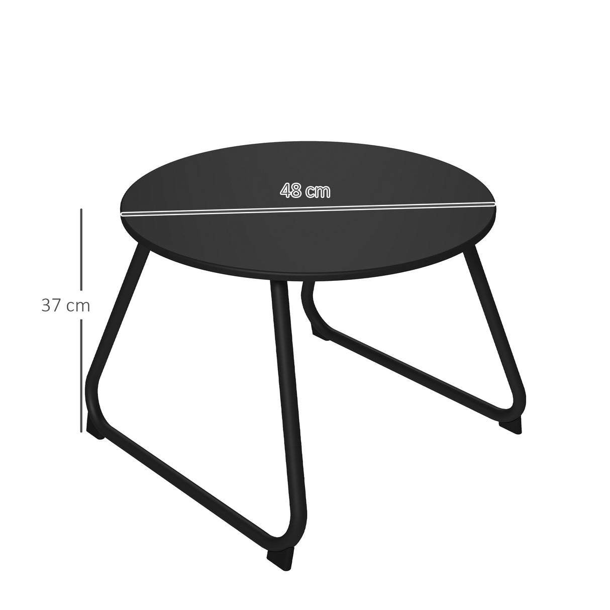 easycomfort easycomfort tavolino da esterni 48x37 cm in metallo nero con piedini regolabili