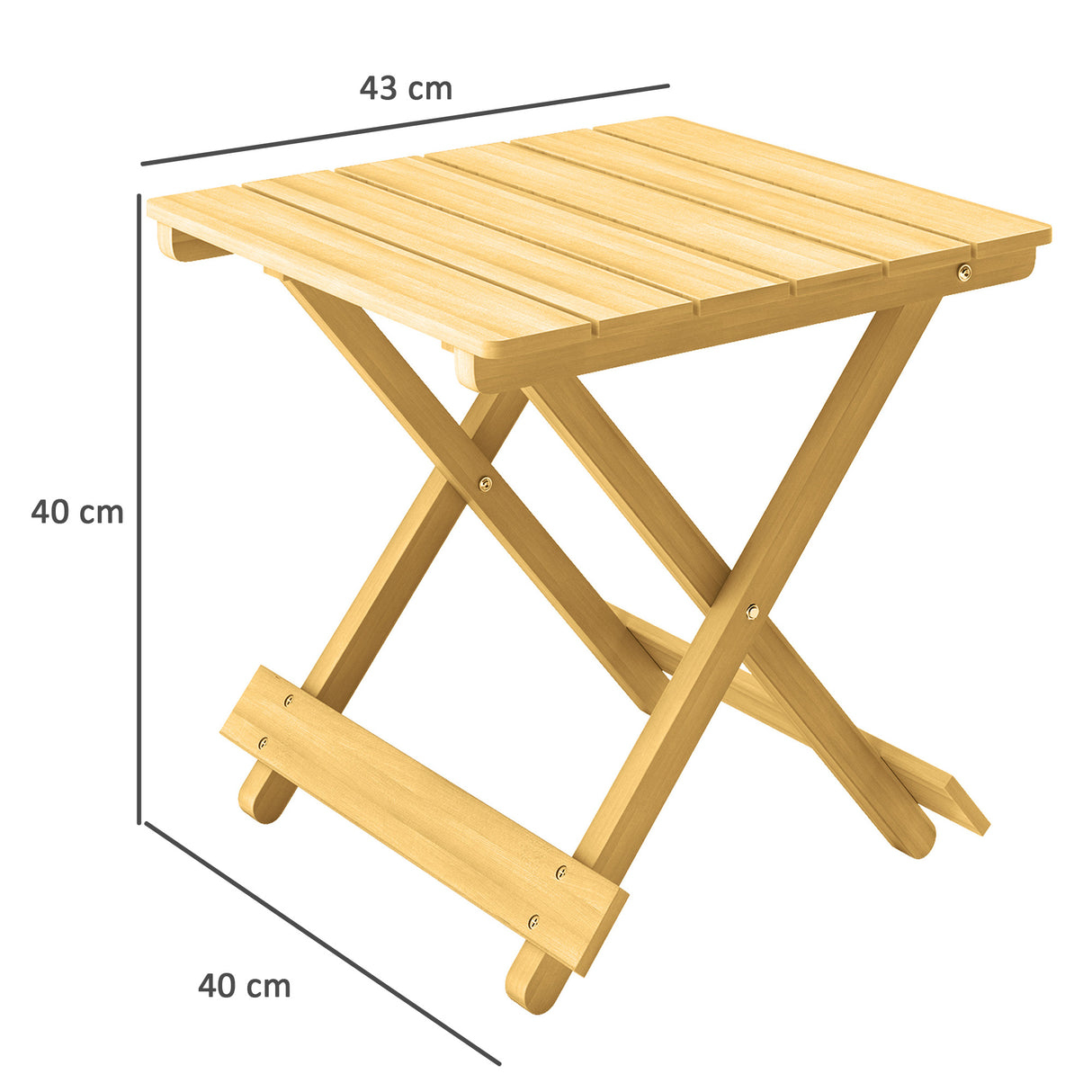 easycomfort easycomfort tavolino da esterno pieghevole in legno con piano a doghe 40x43x40 cm legno naturale