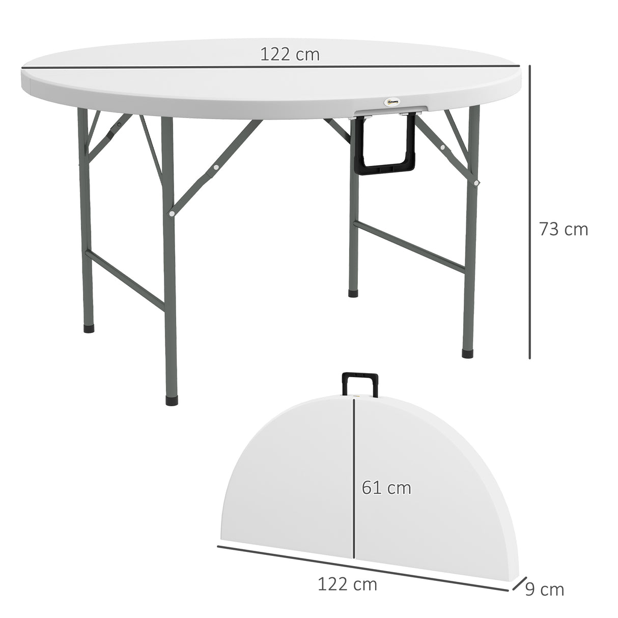 easycomfort easycomfort tavolo pieghevole per giardino e campeggio in acciaio e hdpe 122x73 cm grigio e bianco