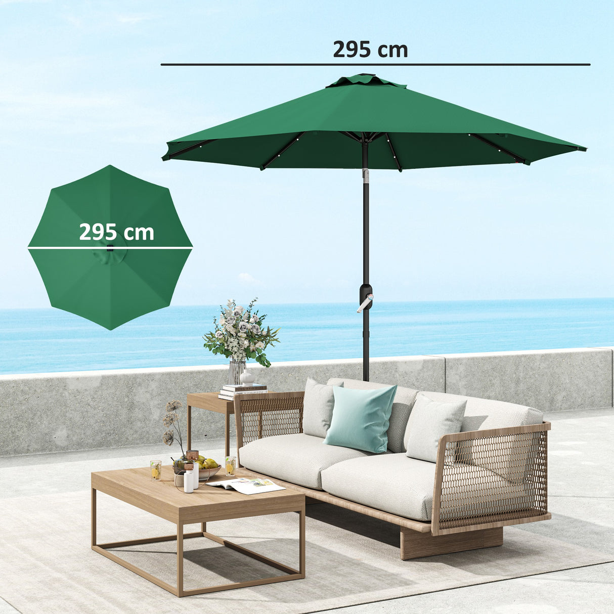 easycomfort easycomfort telo di ricambio per ombrellone da 3 m a 8 stecche poliestere anti uv 50 verde