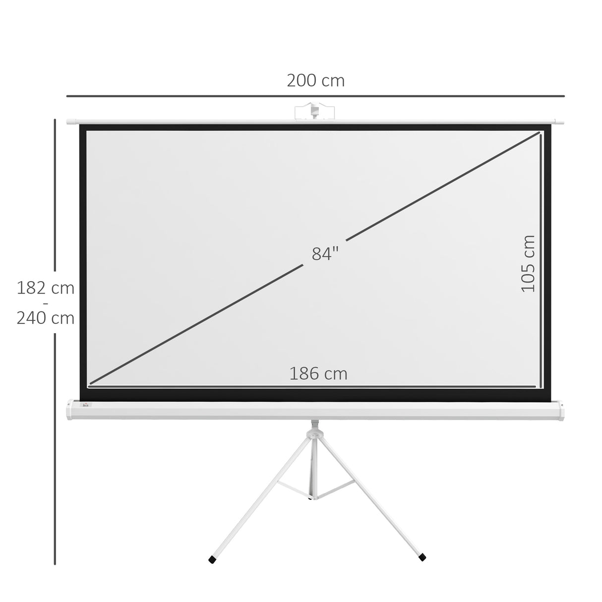 easycomfort easycomfort telo proiettore da 84 pollici con treppiede regolabile in plastica e metallo 200x8x118 cm bianco