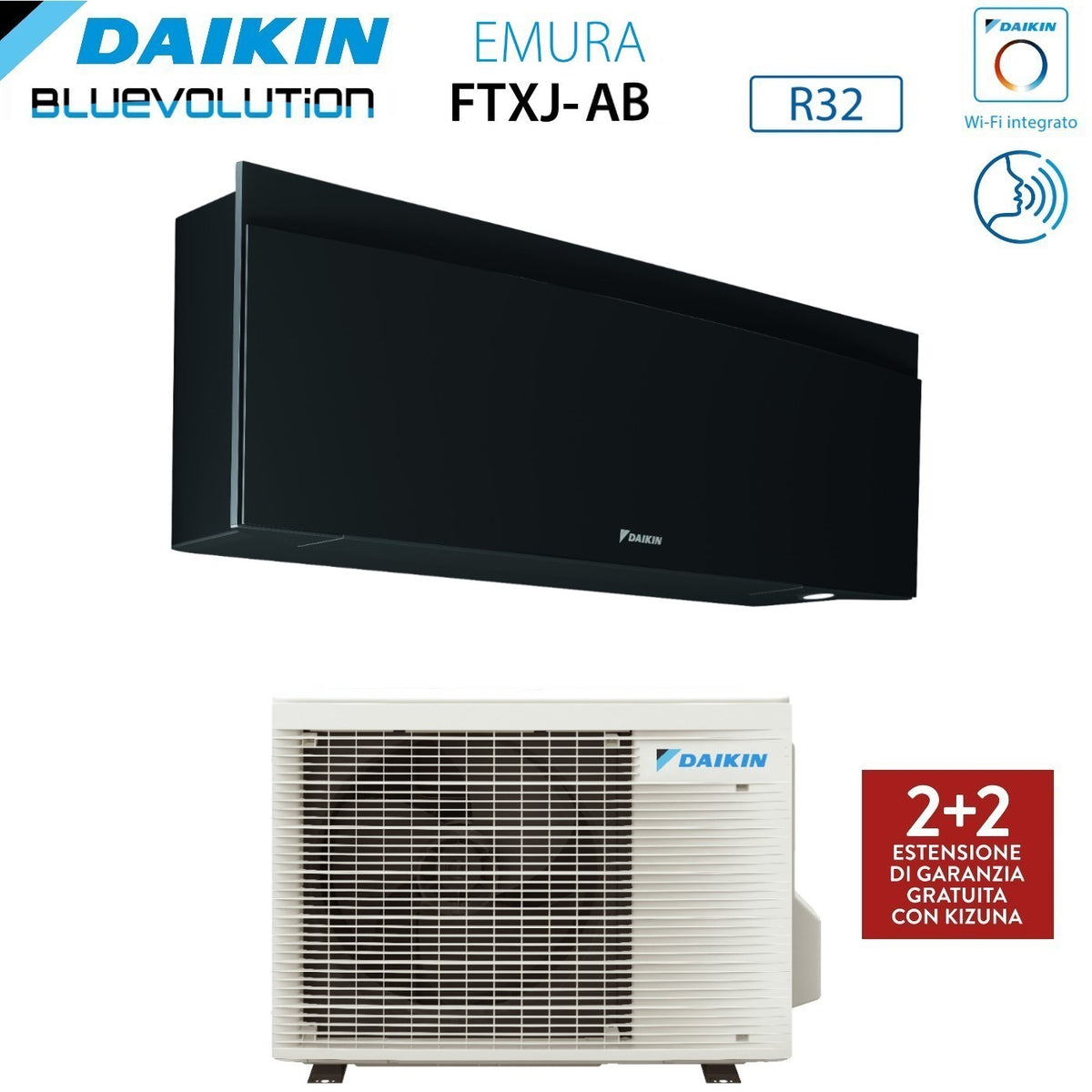 climatizzatore condizionatore daikin bluevolution inverter serie emura black iii 7000 btu ftxj20ab r 32 wi fi integrato classe a___ garanzia italiana novita