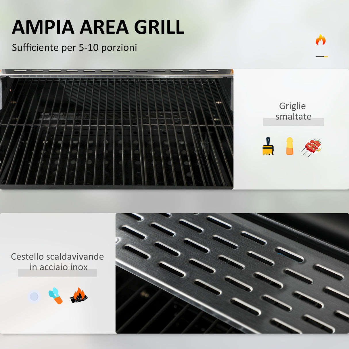 easycomfort easycomfort barbecue a carbone con coperchio con termometro griglia regolabile ruote e tavolini nero