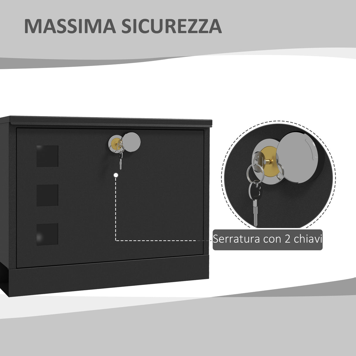 easycomfort easycomfort cassetta postale in metallo con 2 chiavi di sicurezza 3 finestre e foro di drenaggio 36 5x11 5x29 cm nera