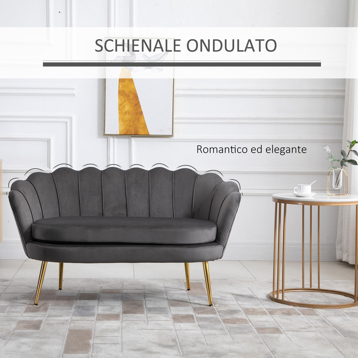 easycomfort easycomfort divanetto 2 posti in tessuto effetto velluto con braccioli divano moderno con seduta imbottita per camera da letto e soggiorno 133x63x75cm grigio ean 8055776913551
