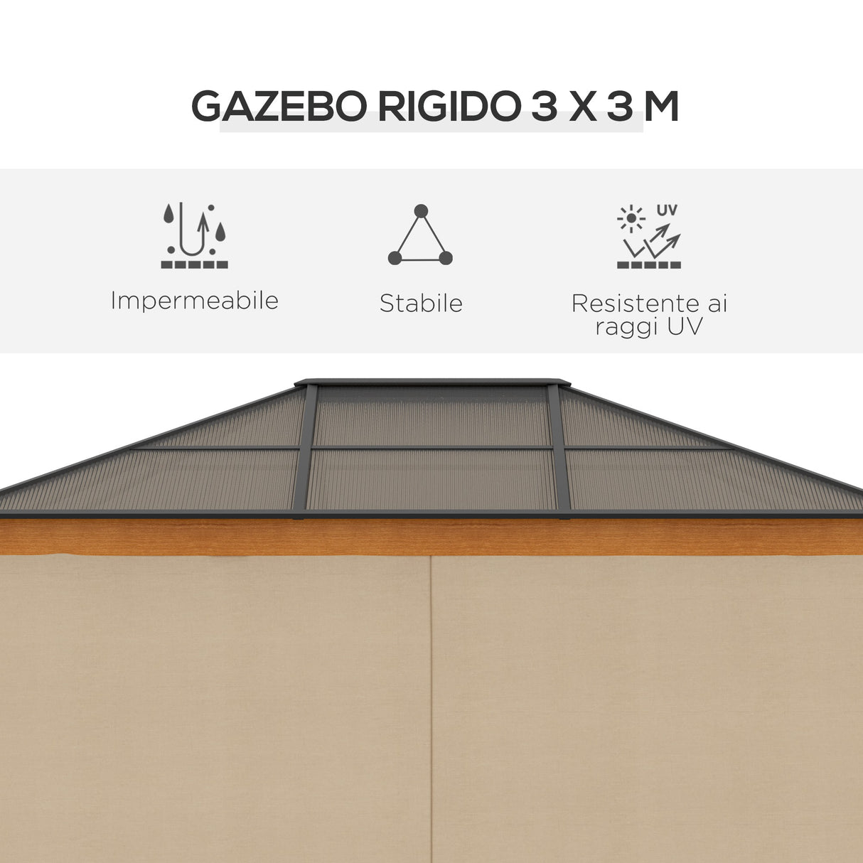 easycomfort easycomfort gazebo da giardino in acciaio alluminio e poliestere con tetto in policarbonato e zanzariere 2 94x3 60x2 67 m