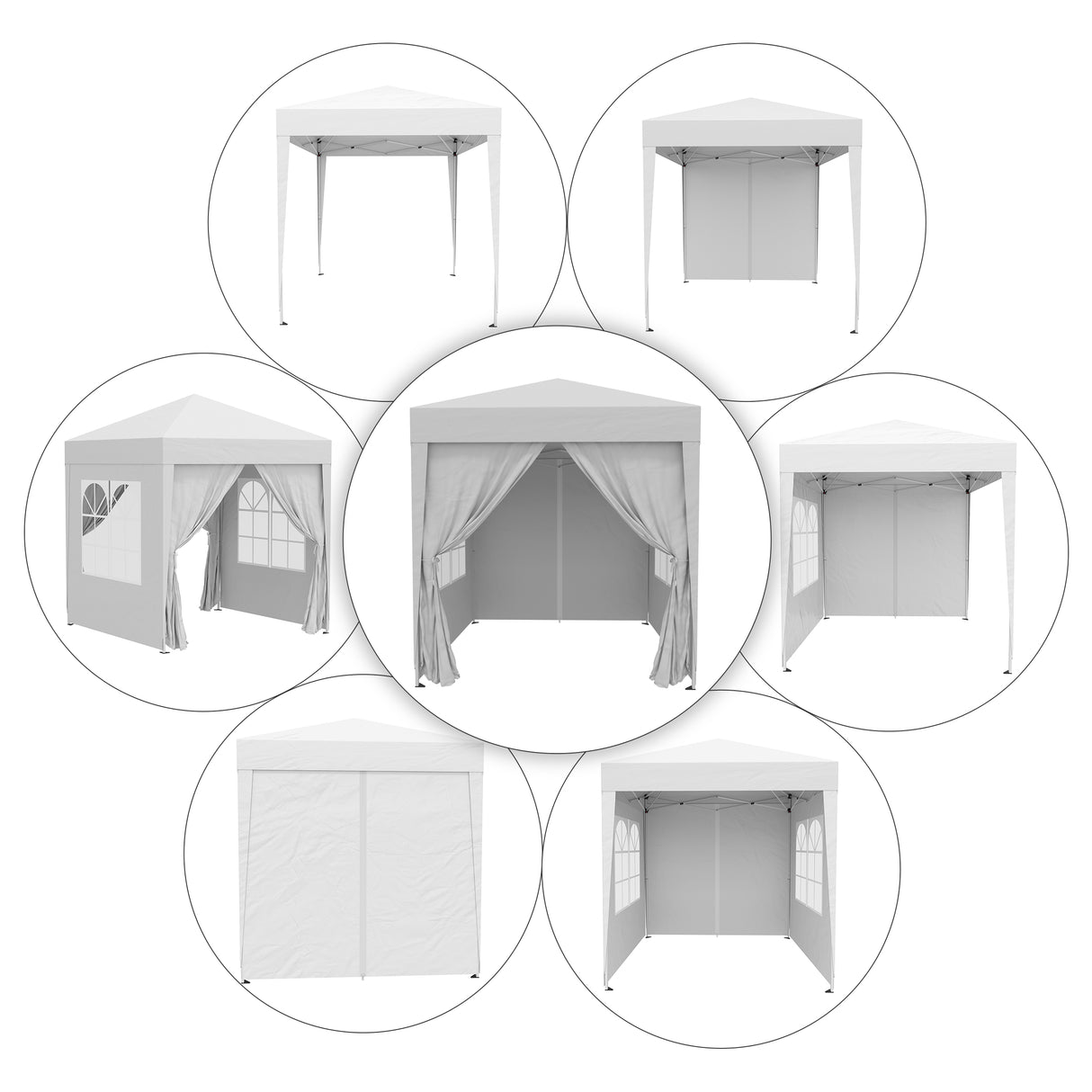 easycomfort easycomfort gazebo pieghevole pop up 2x2 m con 4 pareti rimovibili in poliestere e acciaio bianco