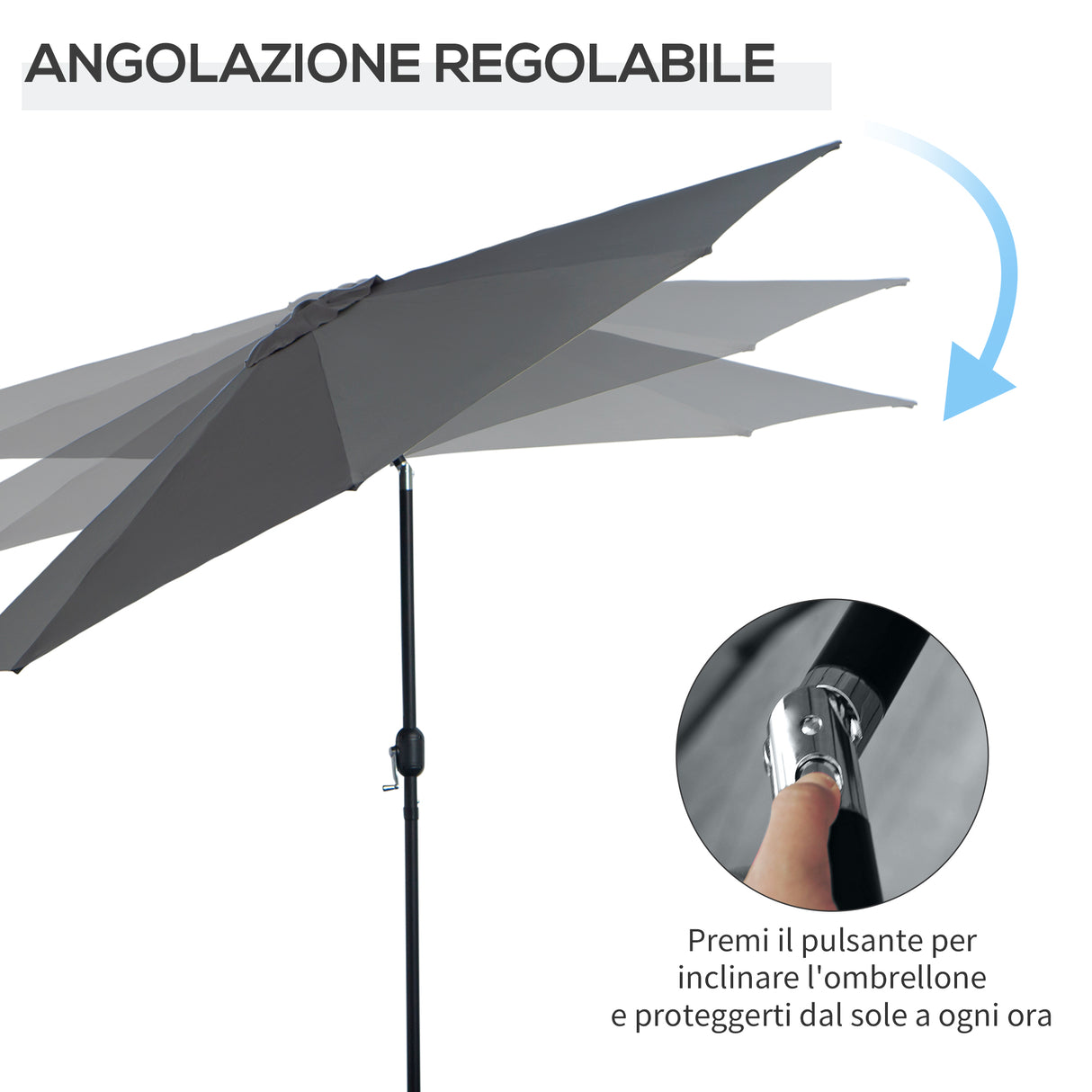 easycomfort easycomfort ombrellone da giardino 3x2 5 m inclinabile con manovella in metallo e poliestere grigio scuro