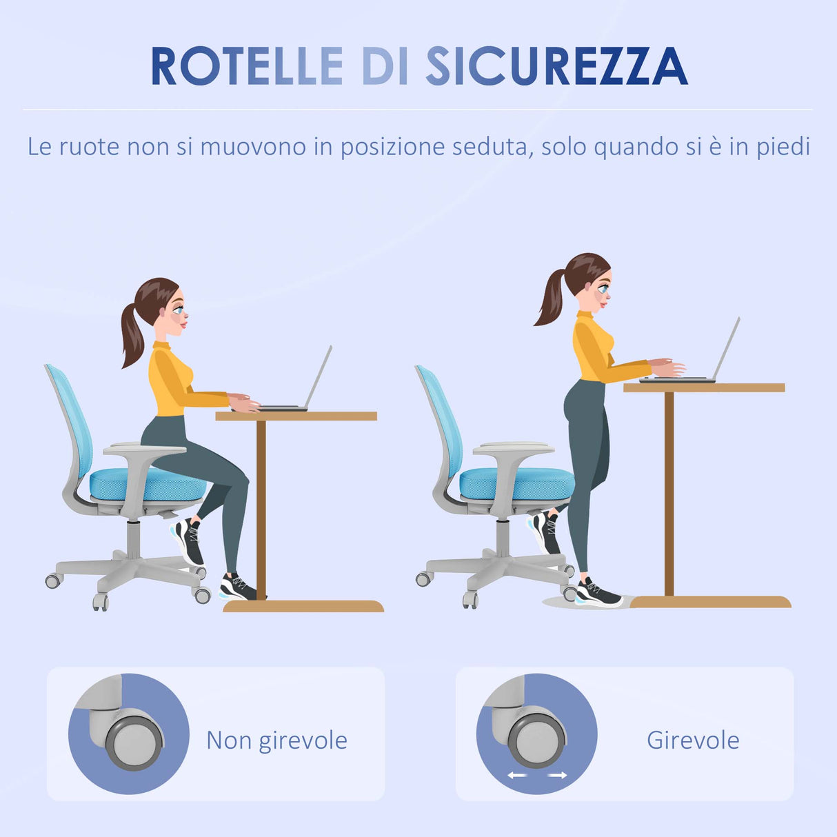 easycomfort easycomfort sedia da ufficio ergonomica e reclinabile ad altezza regolabile con 5 rotelle 55x48x82 5 94 5 cm azzurra