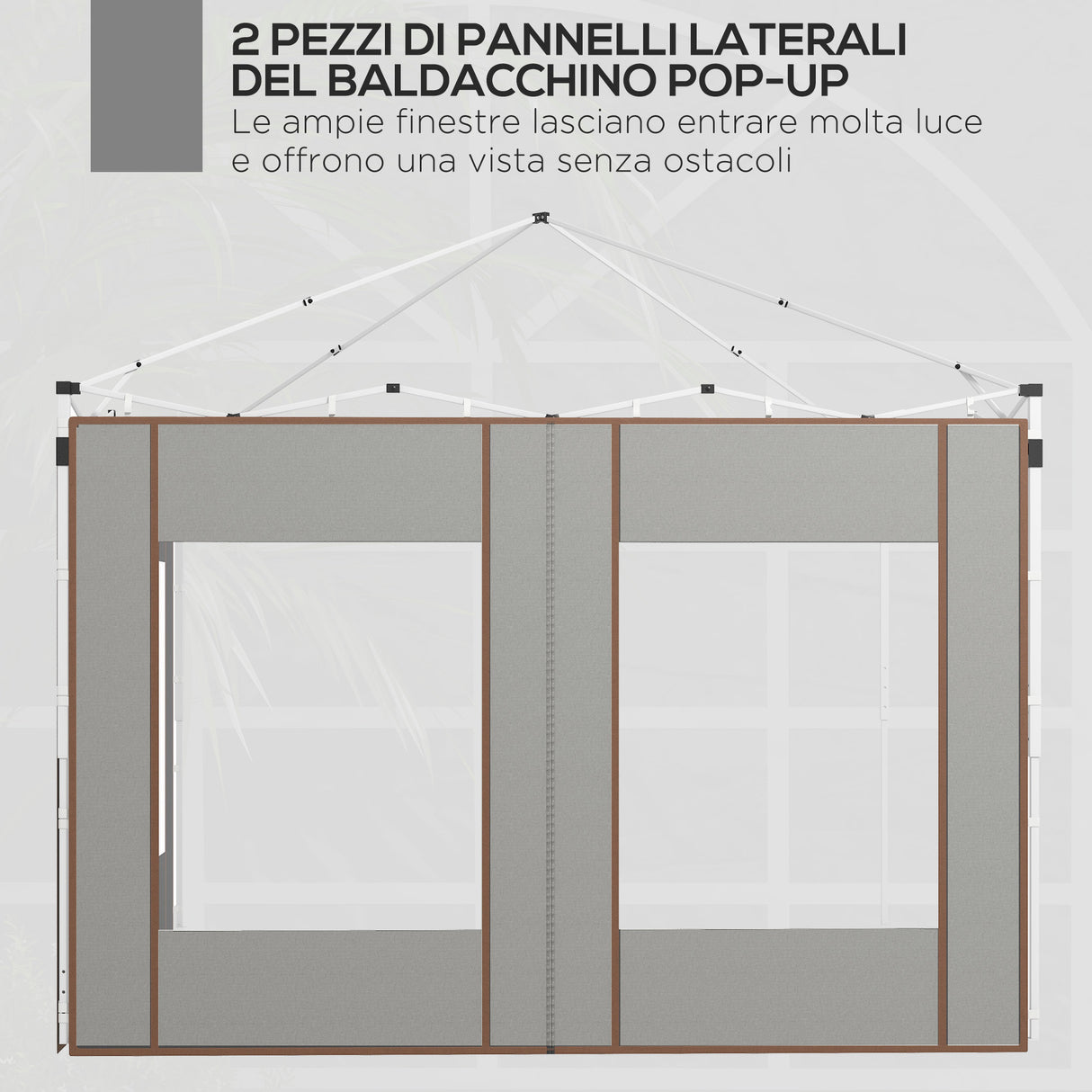 easycomfort easycomfort set 2 pareti per gazebo 3x6m e 3x3 m in tessuto oxford con finestre e cerniere 295x195cm grigio