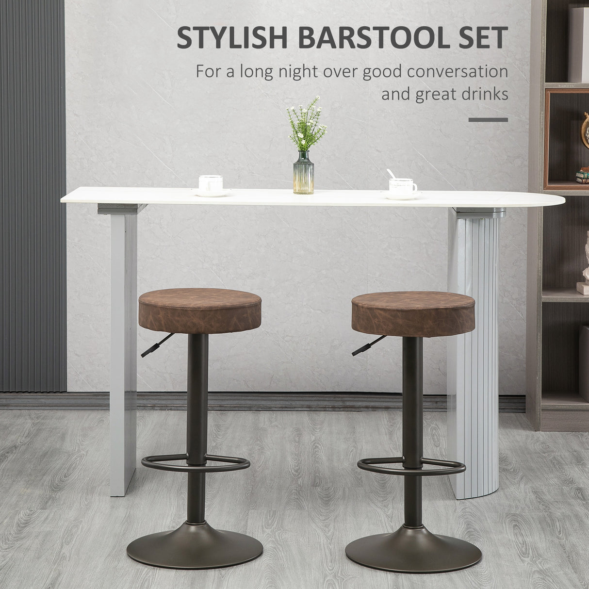easycomfort easycomfort set 2 sgabelli da bar girevoli con poggiapiedi e altezza regolabile 35x36x64 85cm marrone