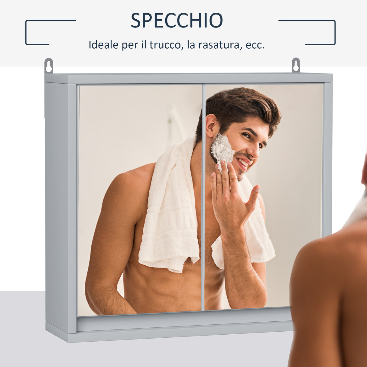 easycomfort easycomfort armadietto doppia porta a vetro con ripiano regolabile da bagno da parete legno 48x14 5x45cm grigio ean 8054111845229