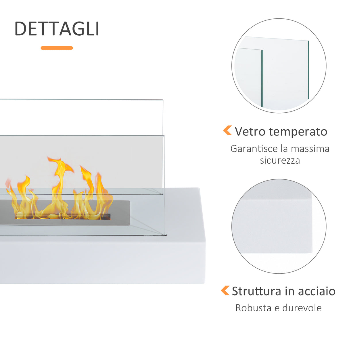 easycomfort easycomfort camino a bioetanolo da tavolo 830 w bruciatori senza residui inodore in acciaio inox con vetro 35x18x21 cm bianco ean 8054111844123