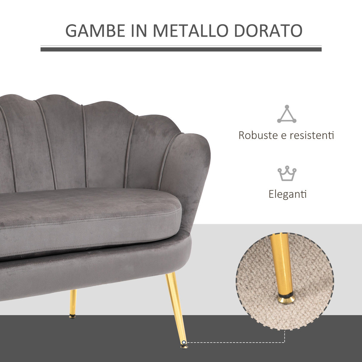 easycomfort easycomfort divanetto 2 posti in tessuto effetto velluto con braccioli divano moderno con seduta imbottita per camera da letto e soggiorno 133x63x75cm grigio ean 8055776913551
