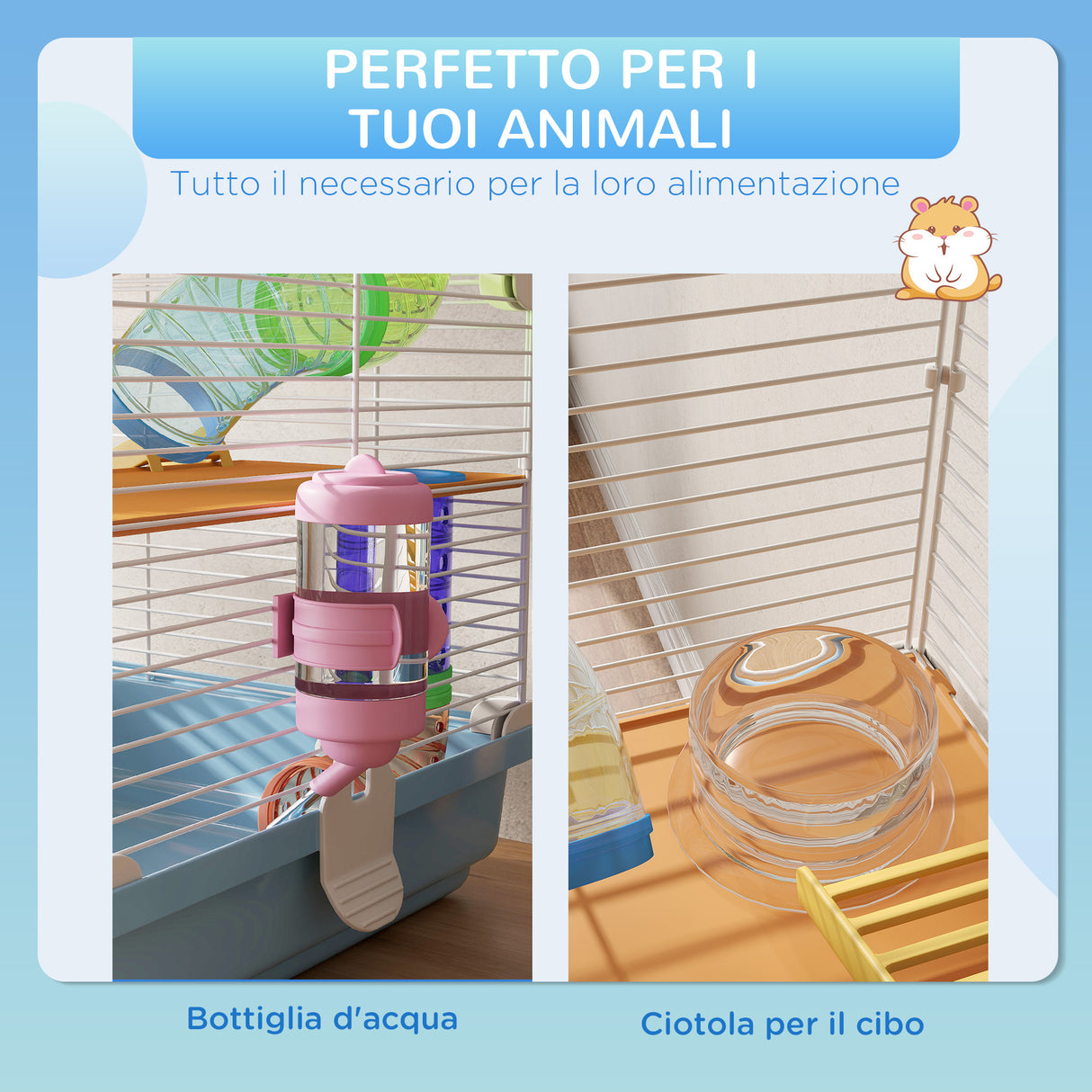 easycomfort easycomfort gabbia per criceti a 5 livelli con tubi ruota scale casetta e bottiglia in metallo pp e ps 46x30x58 cm
