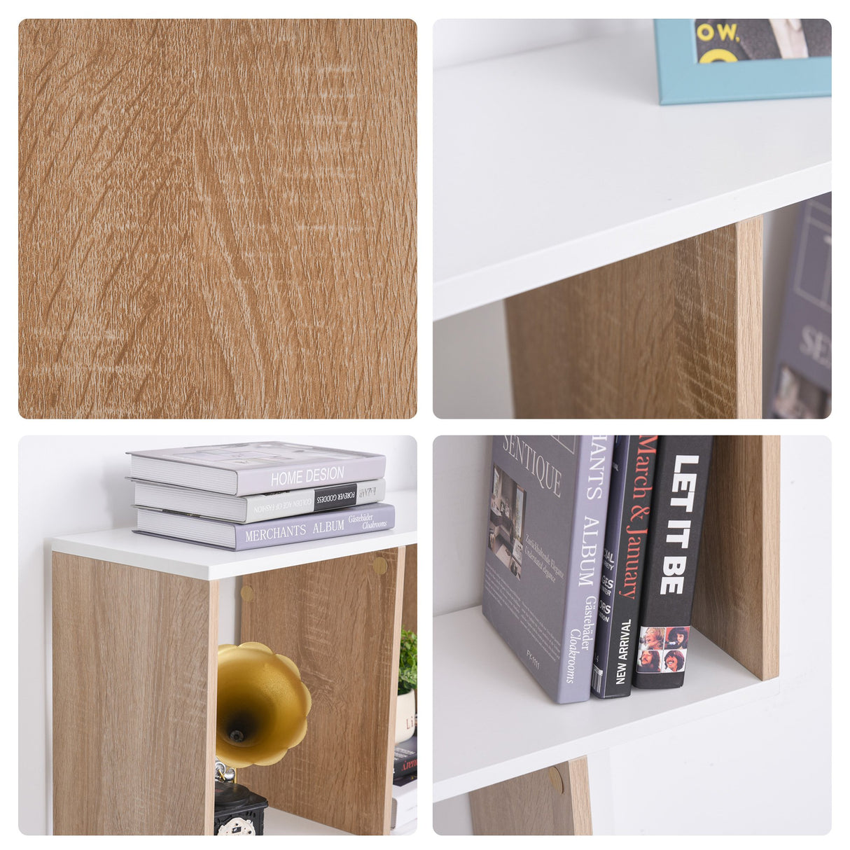 easycomfort easycomfort mobile libreria a 8 ripiani per soggiorno e camera da letto in legno 100x27x124 cm rovere e bianco ean 8054111845847