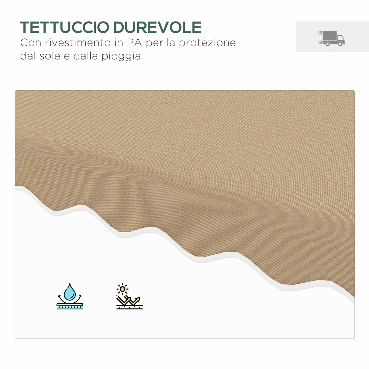 easycomfort easycomfort ombrellone a sbalzo con doppio tetto apertura a manovella e base a croce 2 5x2 5m cachi