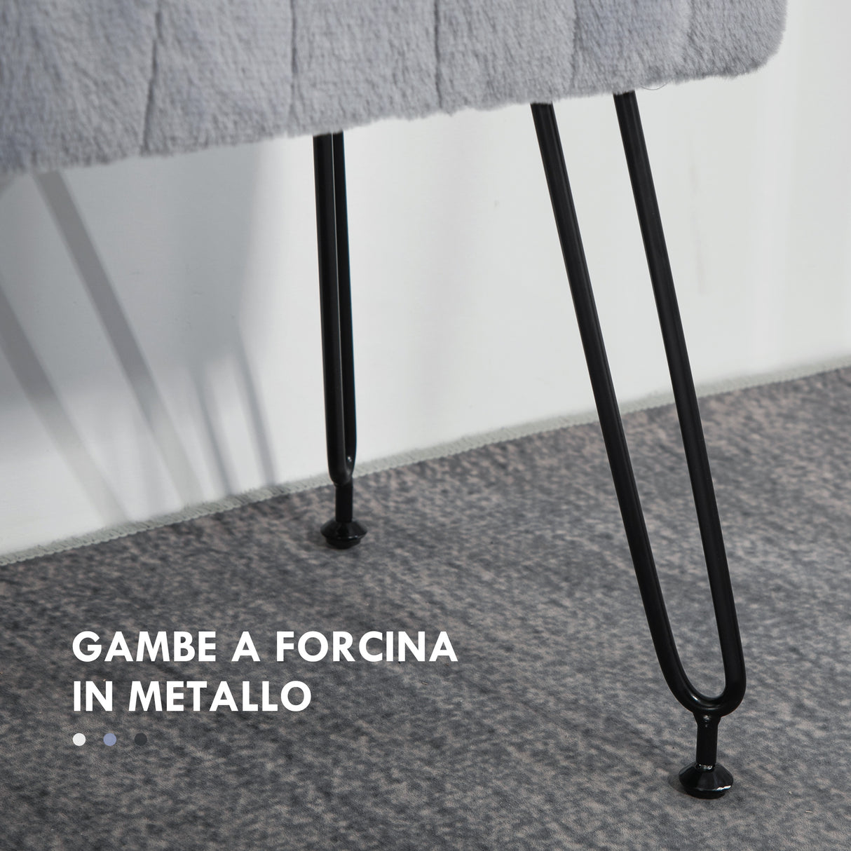 easycomfort easycomfort panca fondo letto imbottita in peluche legno e metallo 82x30x47 cm grigia e nera