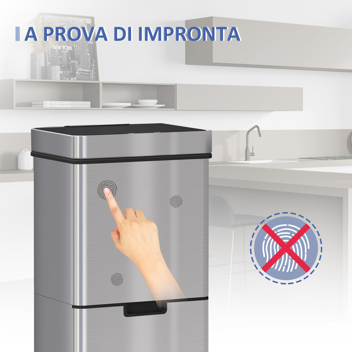 easycomfort easycomfort pattumiera 72l a 3 scomparti con sensore infrarossi e apertura automatica in acciaio e abs 42x30x81 cm
