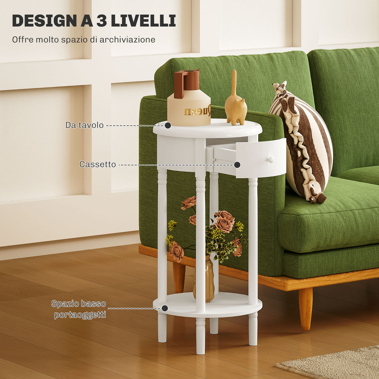 easycomfort easycomfort set 2 comodini con cassetto e ripiano in legno stile contemporaneo 35 5 x 71 cm bianco