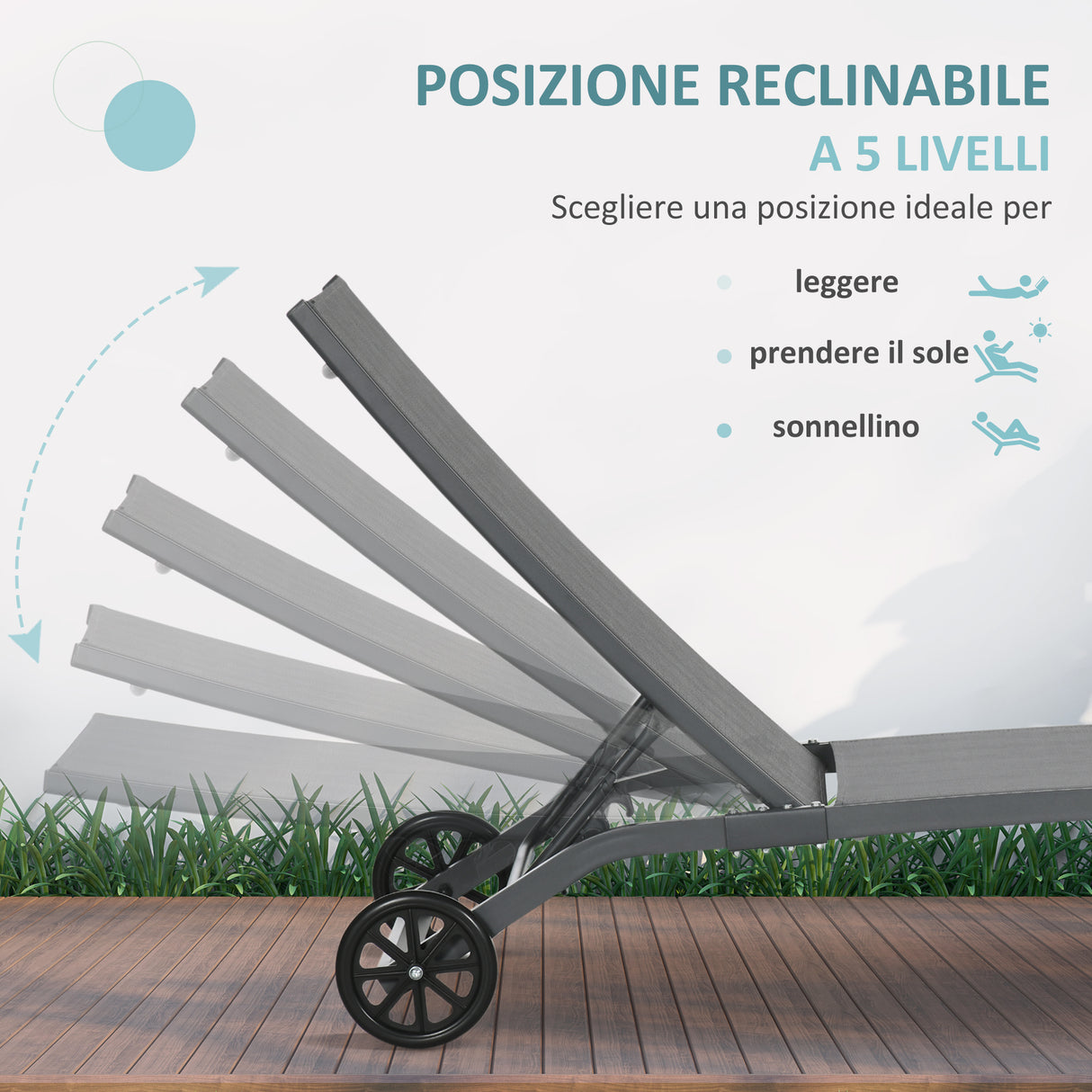 easycomfort easycomfort set 2 lettini sdraio reclinabili in alluminio e tessuto traspirante 66x165x102 cm blu e nero