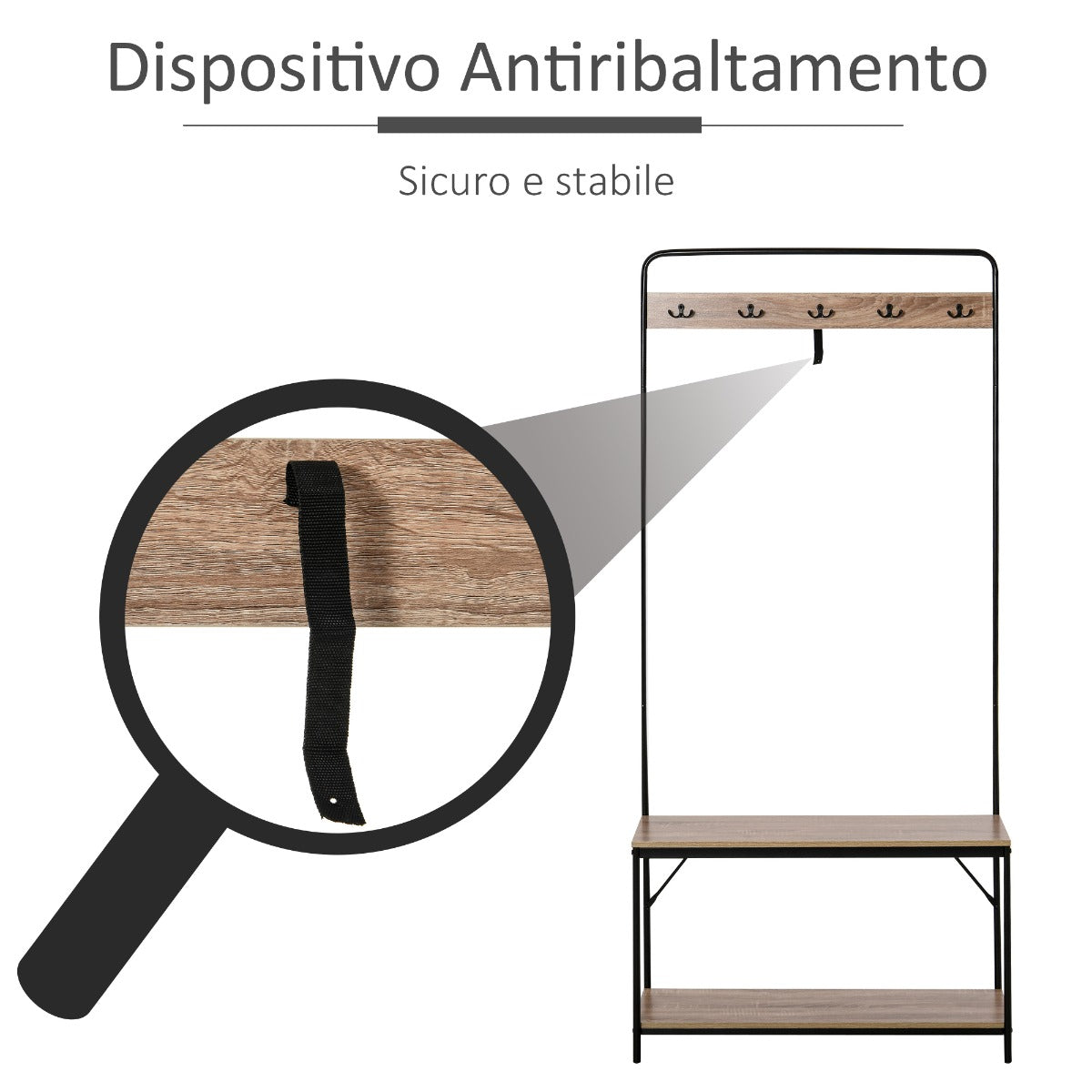 easycomfort easycomfort appendiabiti con panca e scarpiera in stile industriale mobile per ingresso vintage in legno e acciaio nero ean 8054111842228