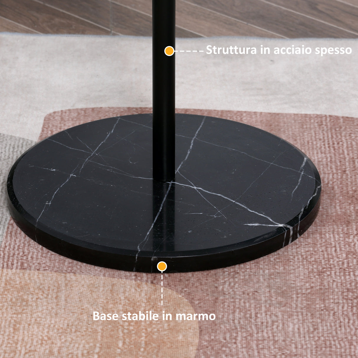 easycomfort easycomfort appendiabiti da terra con 8 ganci struttura in acciaio con base in marmo 35x35x170cm nero