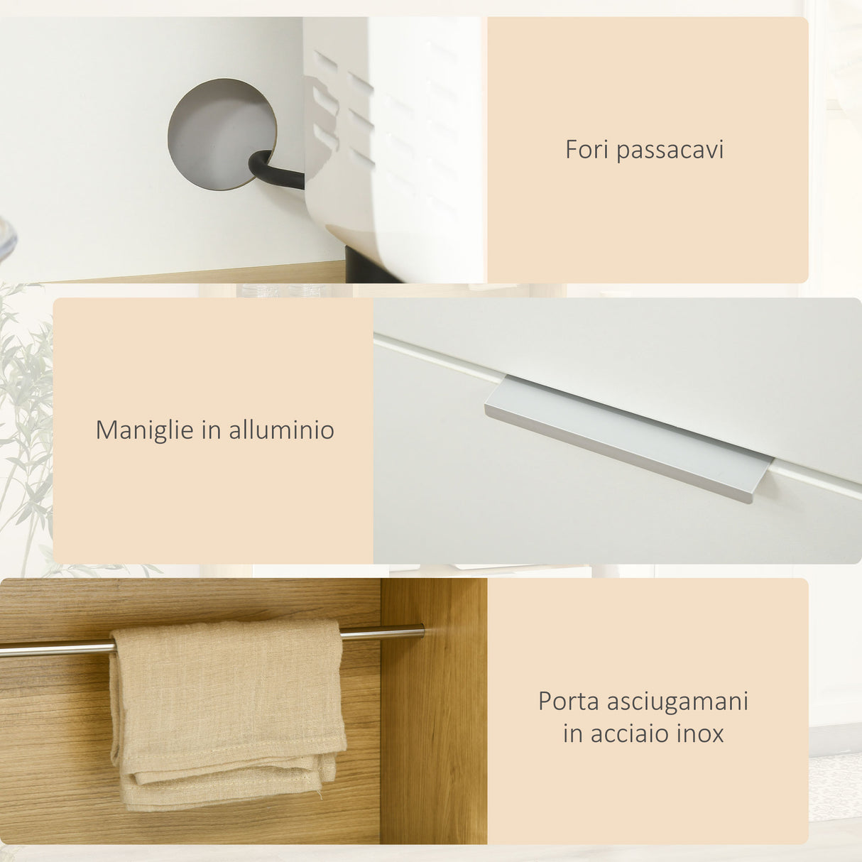 easycomfort easycomfort dispensa da cucina in truciolato con armadietti cassetti ripiani regolabili e appendino 93x40x180 cm