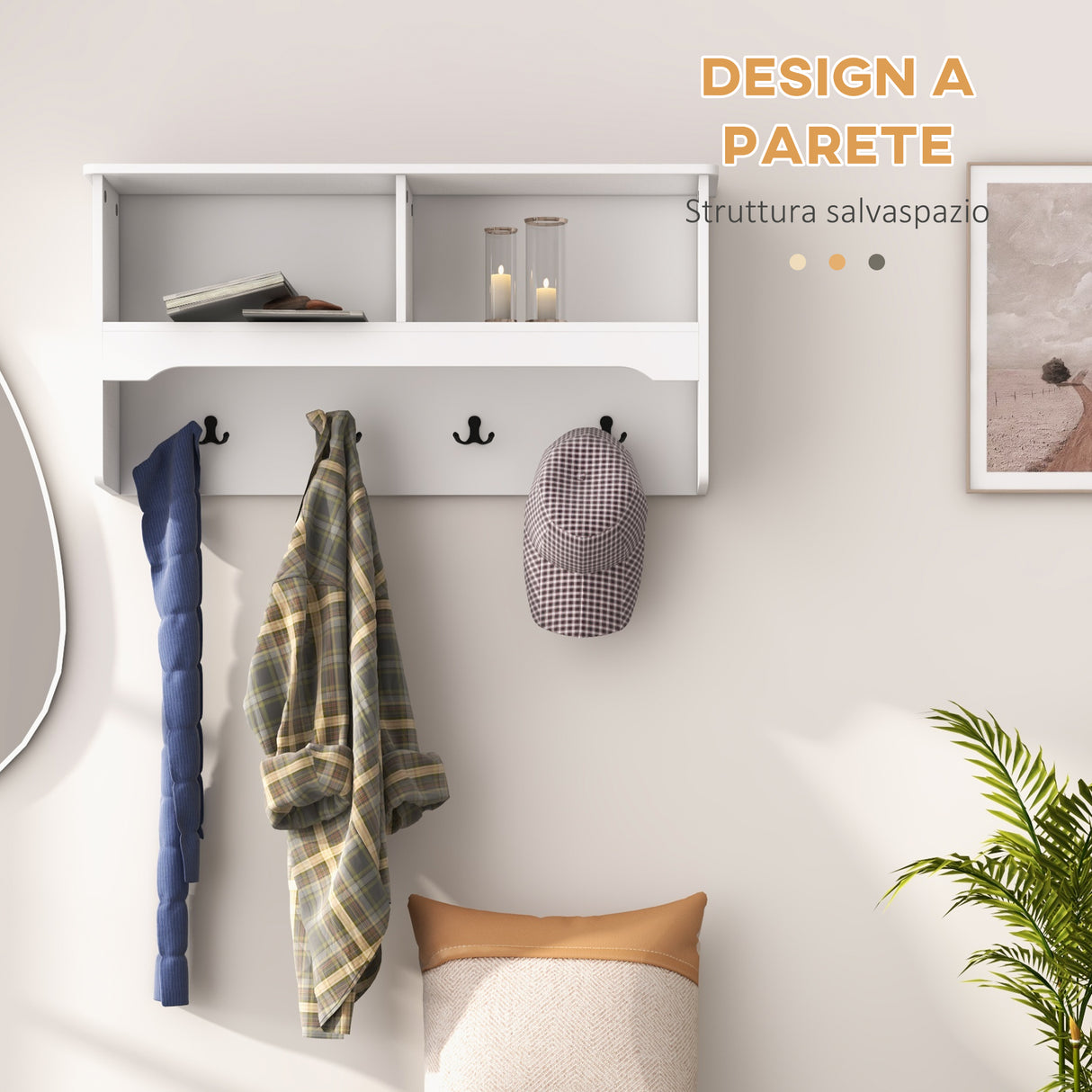 easycomfort easycomfort mobile appendiabiti a muro con panca scarpiera per ingresso e corridoio 80x20x40 cm bianco